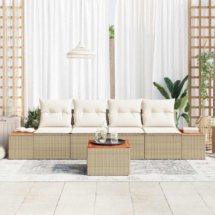 Havesofa Sæt 5 stk. Beige Poly rattan