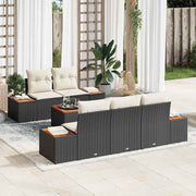 Havesofa Sæt med opbevaring 6 pcs Sort Poly rattan
