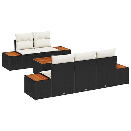 Havesofa Sæt 6 stk. Sort Poly rattan