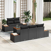 Havesofa Sæt med opbevaring 6 pcs Sort Poly rattan