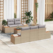 Havesofa Sæt med pude med opbevaring 6 pcs Beige Poly rattan