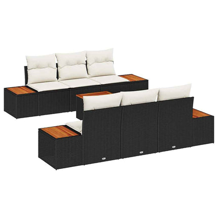 Havesofa Sæt med opbevaring 7 pcs Sort Poly rattan