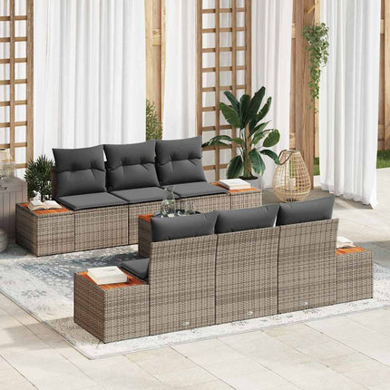 Havesofa Sæt 7 stk. Grå Poly rattan