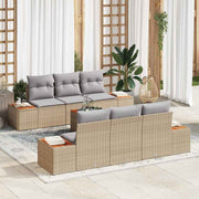 Havesofa Sæt med pude med opbevaring 7 pcs Beige Poly rattan