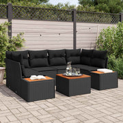 Havesofa Sæt med pude med opbevaring 6 pcs Sort Poly rattan