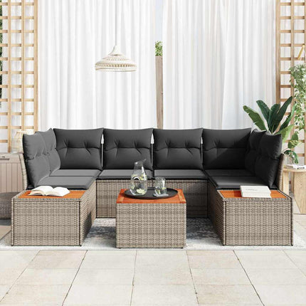 Havesofa Sæt 7 stk. Grå Poly rattan