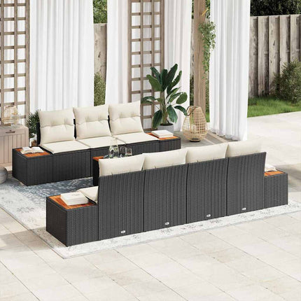 Havesofa Sæt 8 stk. Sort Poly rattan