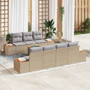 Havesofa Sæt med opbevaring 8 pcs Beige Poly rattan
