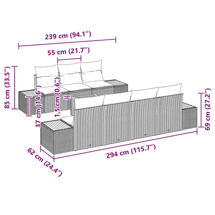 Havesofa Sæt 8 stk. Beige Poly rattan
