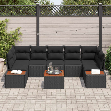 Havesofa Sæt 8 stk. Sort Poly rattan