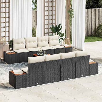 Havesofa Sæt med opbevaring 9 pcs Sort Poly rattan