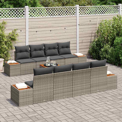 Havesofa Sæt 9 stk. Grå Poly rattan