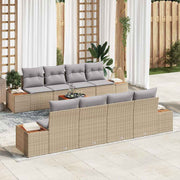 Havesofa Sæt med opbevaring 9 pcs Beige Poly rattan