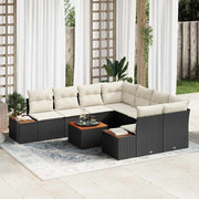 Havesofa Sæt med opbevaring 9 pcs Sort Poly rattan