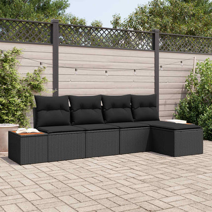 Havesofa Sæt 6 stk. 5-Antal sæder Sort Polyrattan