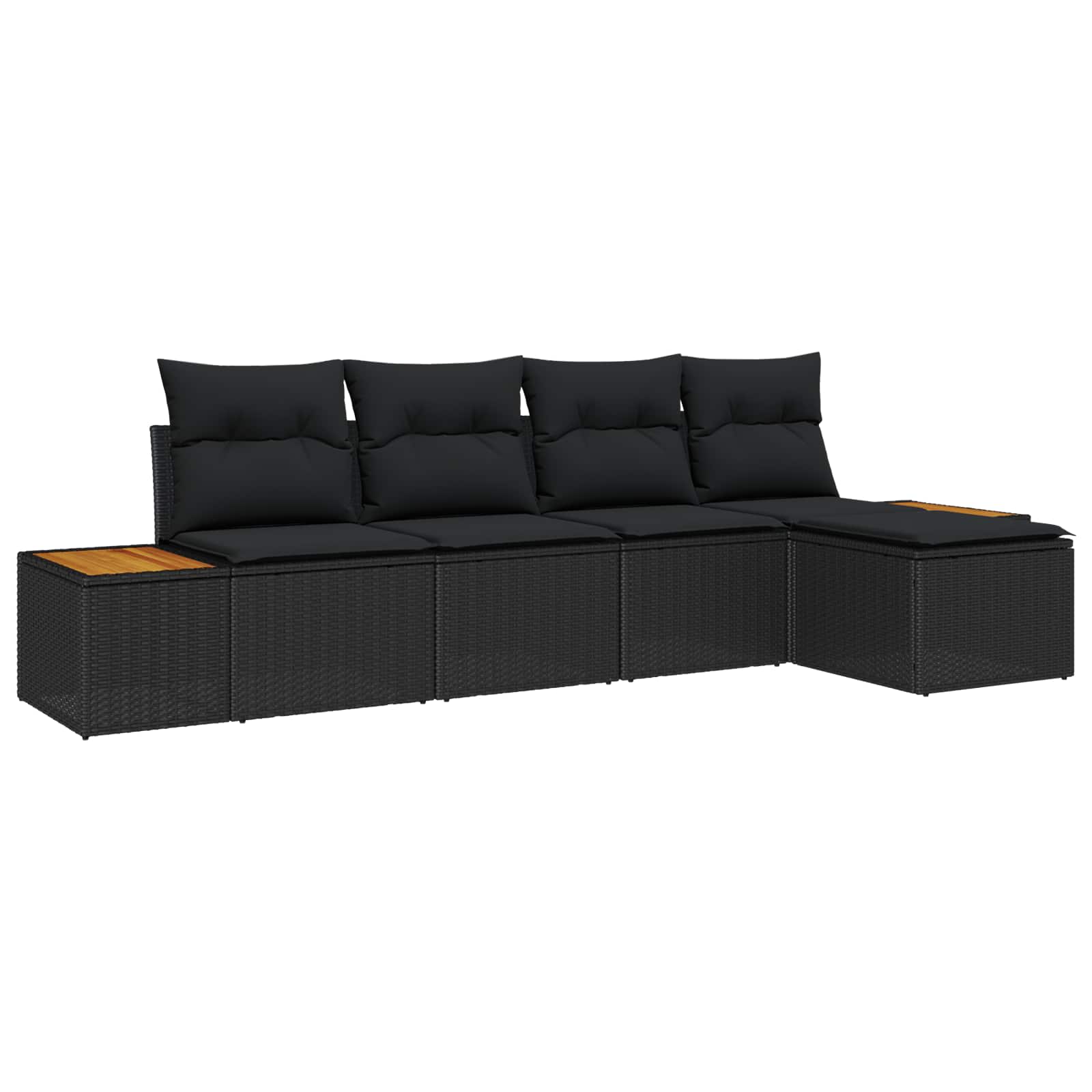 Havesofa Sæt med pude med opbevaring 6 pcs Sort Polyrattan