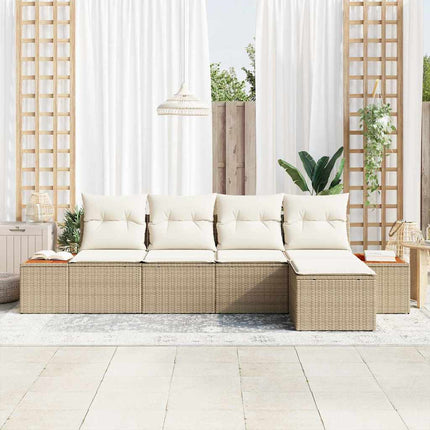 Havesofa Sæt 6 stk. 5-Antal sæder Beige og creme Polyrattan