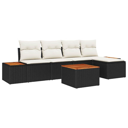 Havesofa Sæt 6 stk. 5-Antal sæder Sort og Cream Polyrattan