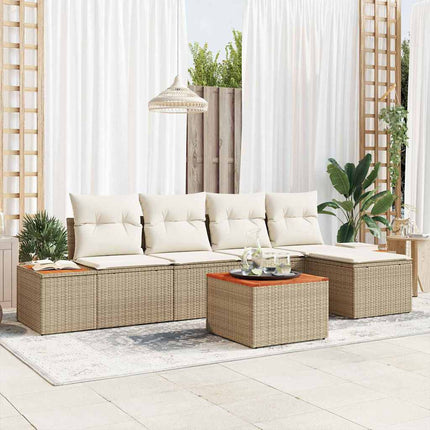 Havesofa Sæt 6 stk. 5-Antal sæder Beige og creme Polyrattan