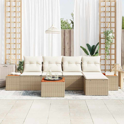 Havesofa Sæt 6 stk. 5-Antal sæder Beige og creme Polyrattan