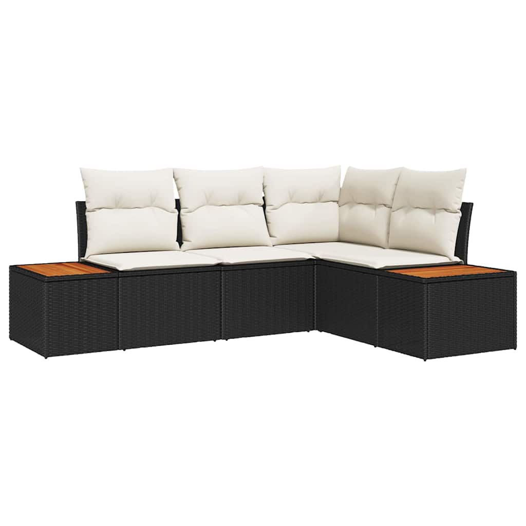 Havesofa Sæt 4 pcs Sort og cremefarvet 209 x 154 x 85 cm