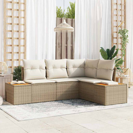 Havesofa Sæt 4 stk. 4-Antal sæder Beige og creme Polyrattan