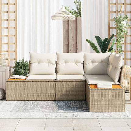 Havesofa Sæt 4 stk. 4-Antal sæder Beige og creme Polyrattan