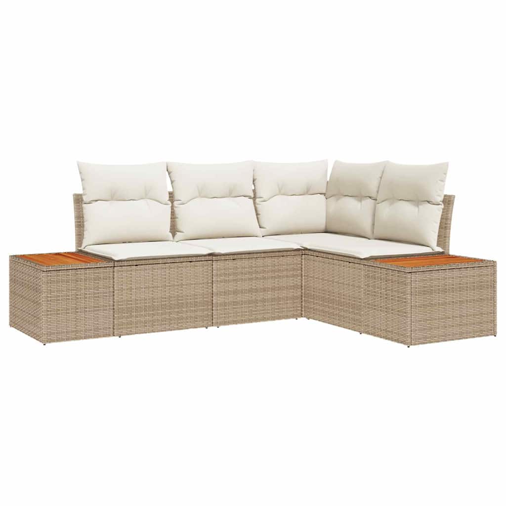 Havesofa Sæt 4 pcs beige og cremefarvet 209 x 154 x 85 cm