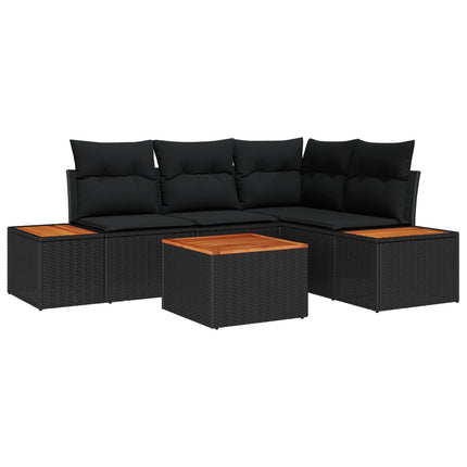 Havesofa Sæt 4 stk. 4-Antal sæder Sort Polyrattan