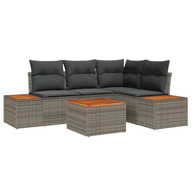 Havesofa Sæt med pude med opbevaring 4 pcs Grå Polyrattan