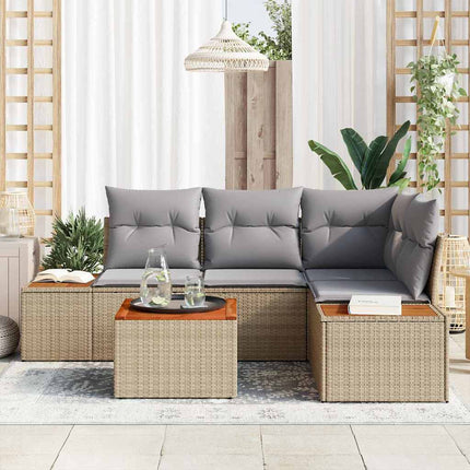 Havesofa Sæt 4 stk. 4-Antal sæder Beige og lys grå Polyrattan
