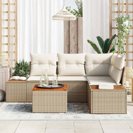 Havesofa Sæt 4 stk. 4-Antal sæder Beige og creme Polyrattan