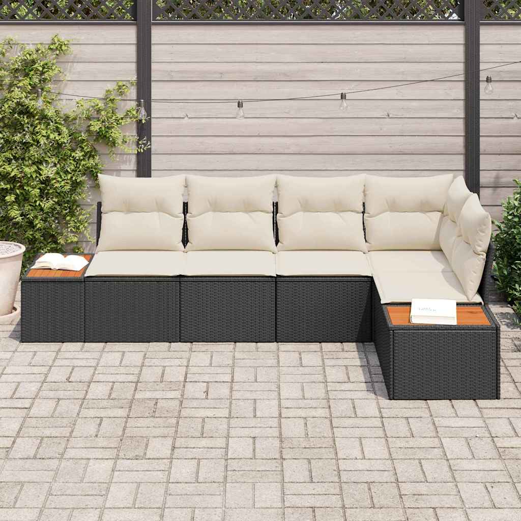 Havesofa Sæt 5 pcs Sort og cremefarvet 264 x 154 x 85 cm