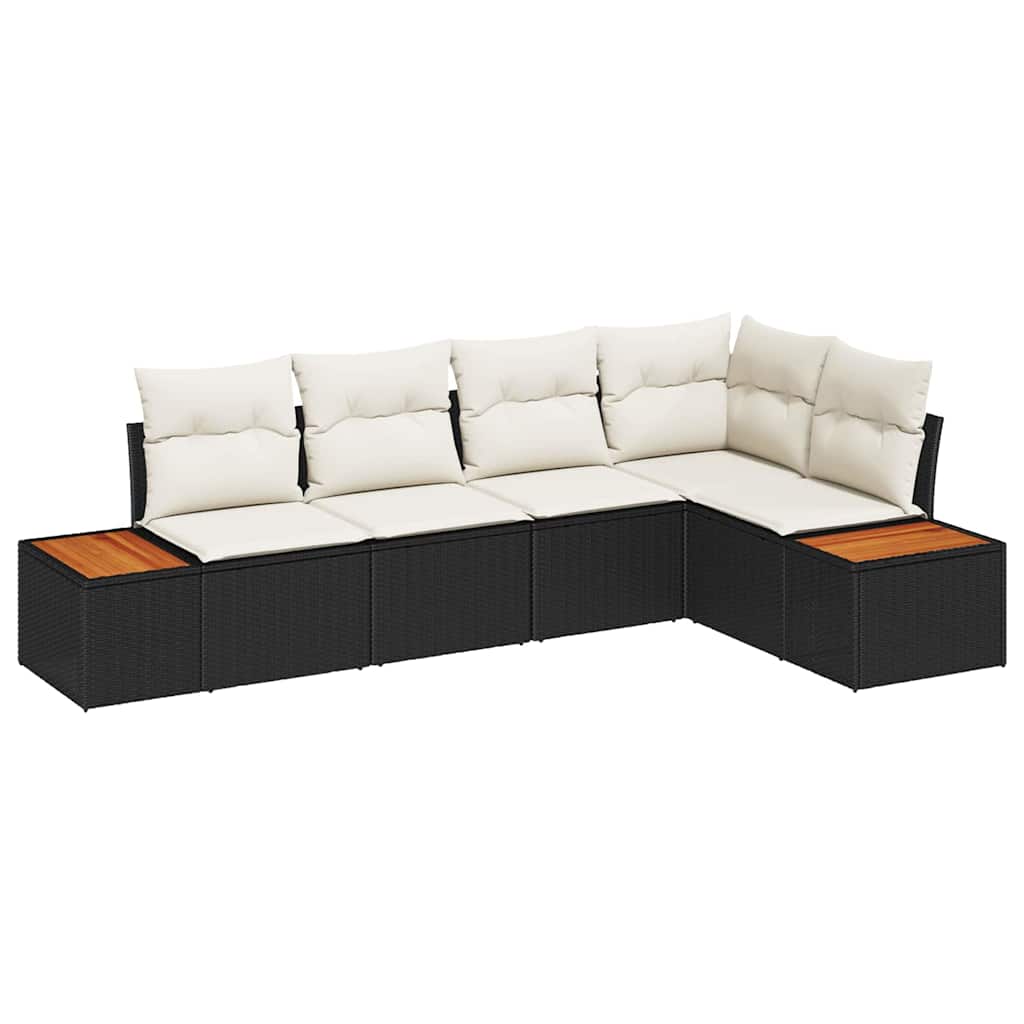 Havesofa Sæt 5 pcs Sort og cremefarvet 264 x 154 x 85 cm