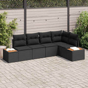 Havesofa Sæt med pude 5 pcs Sort 264 x 154 x 85 cm Poly rattan