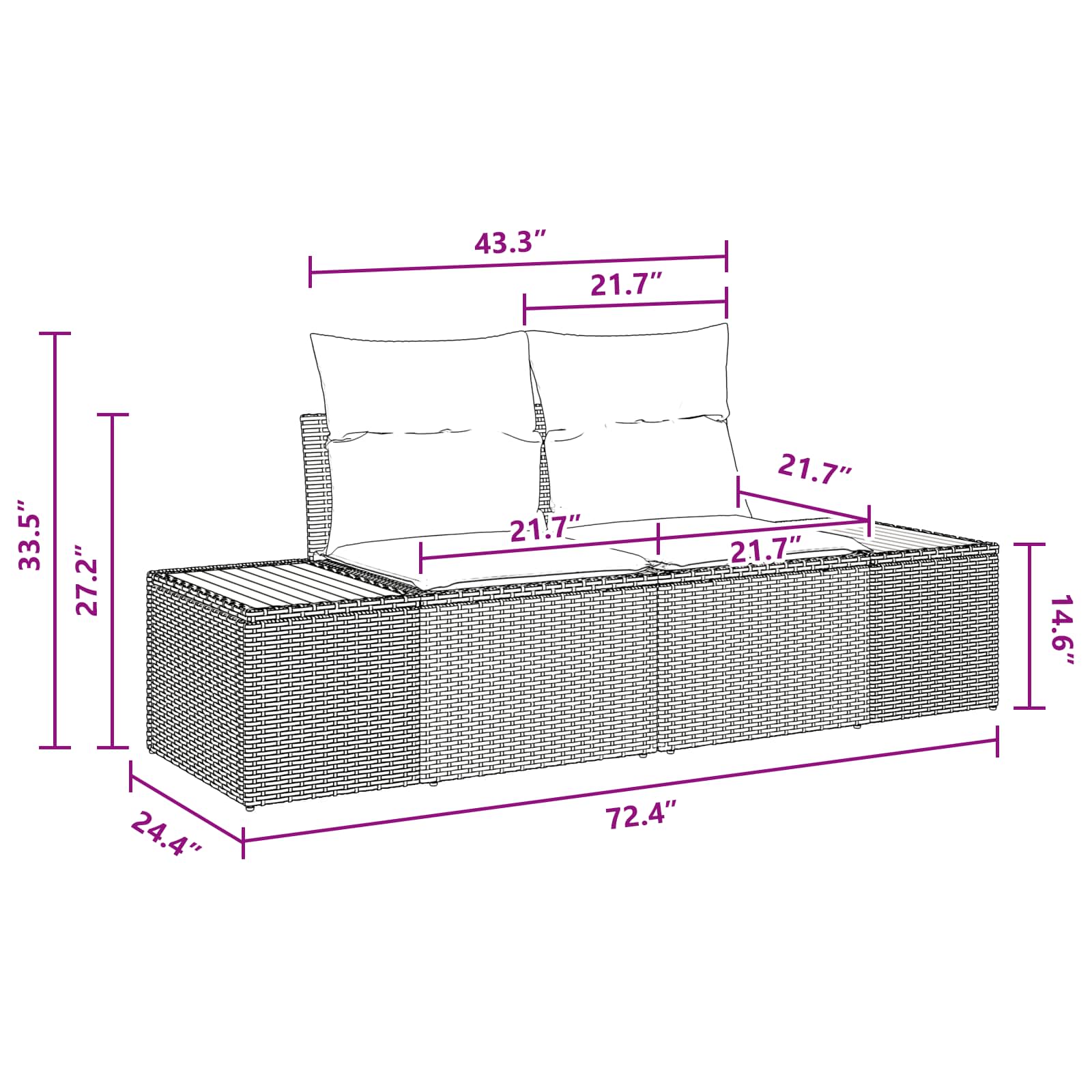 Havesofa Sæt med pude med opbevaring 5 pcs Sort Poly rattan