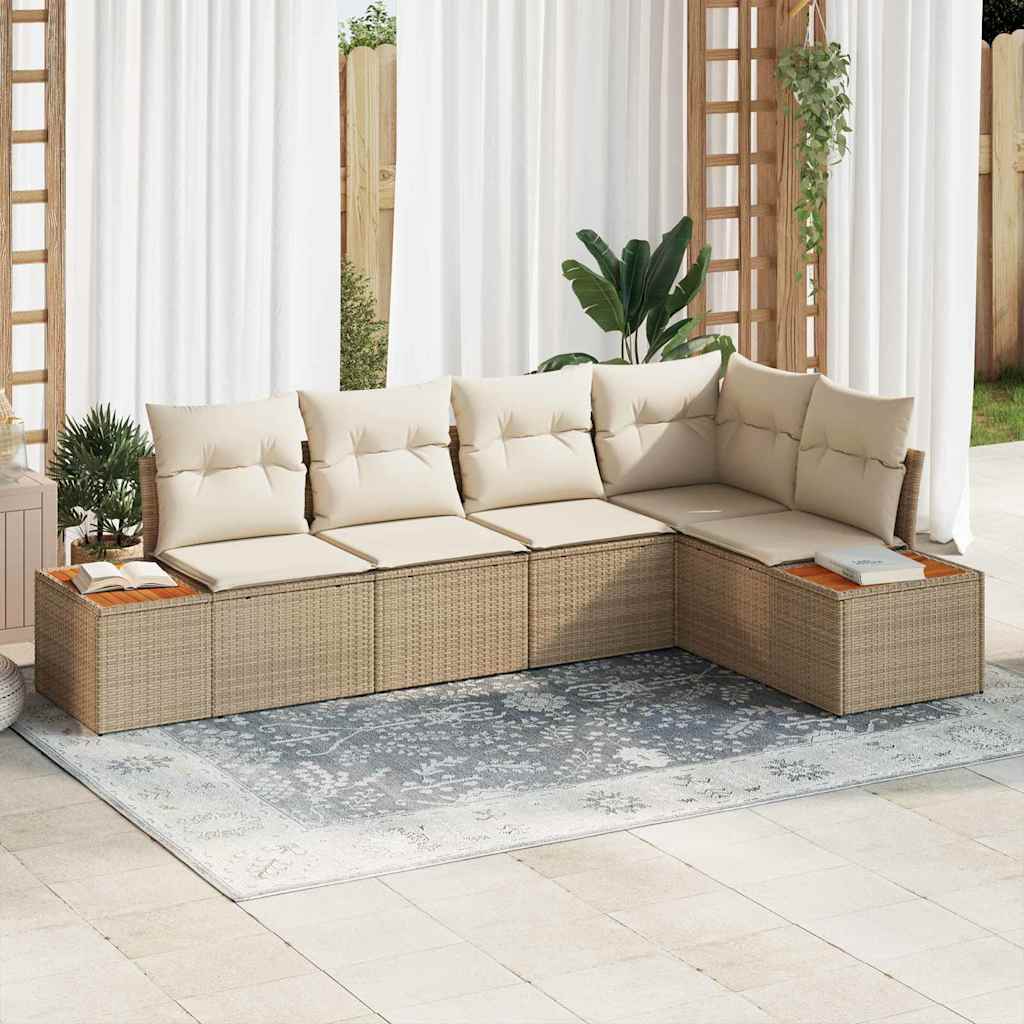 Havesofa Sæt 5 pcs beige og cremefarvet 264 x 154 x 85 cm