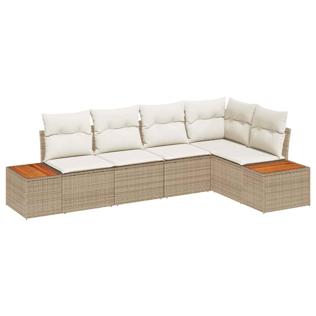 Havesofa Sæt 5 pcs beige og cremefarvet 264 x 154 x 85 cm