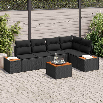 Havesofa Sæt 5 stk. 5-Antal sæder Sort Poly rattan