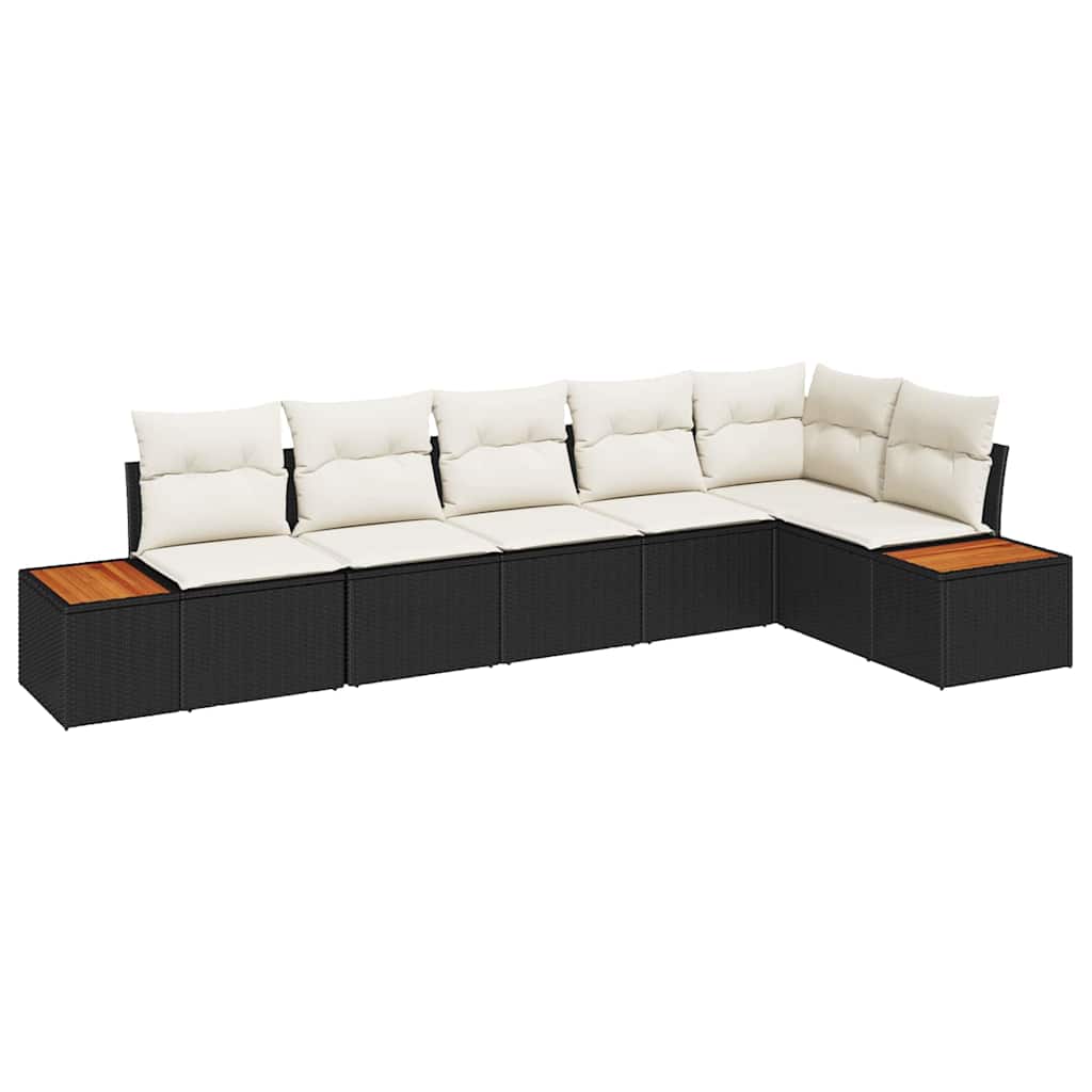 Havesofa Sæt 6 pcs Sort og cremefarvet 319 x 154 x 85 cm
