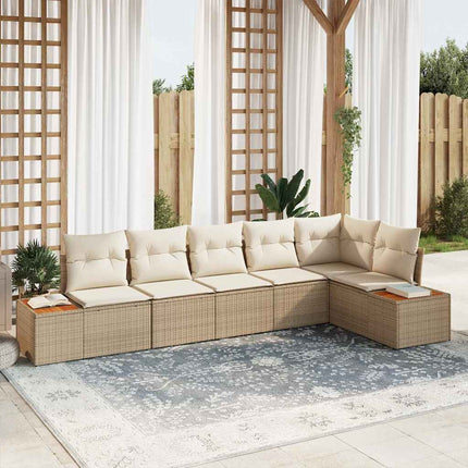 Havesofa Sæt 6 stk. 6-Antal sæder Beige og creme Polyrattan