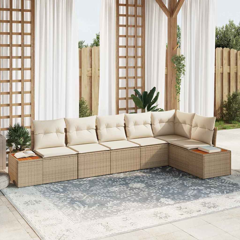 Havesofa Sæt 6 pcs beige og cremefarvet 319 x 154 x 85 cm