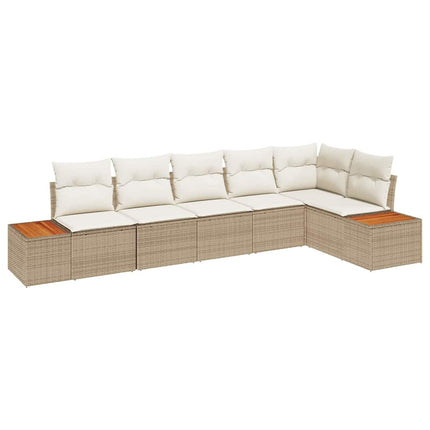 Havesofa Sæt 6 stk. 6-Antal sæder Beige og creme Polyrattan
