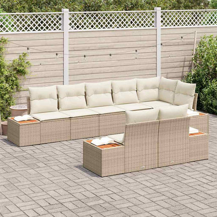Havesofa Sæt 8 stk. 8-Antal sæder Beige og creme Polyrattan
