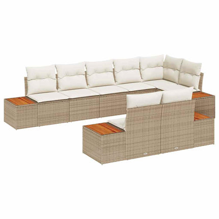 Havesofa Sæt 8 stk. 8-Antal sæder Beige og creme Polyrattan