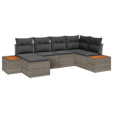 Havesofa Sæt med pude med opbevaring 7 pcs Grå Polyrattan