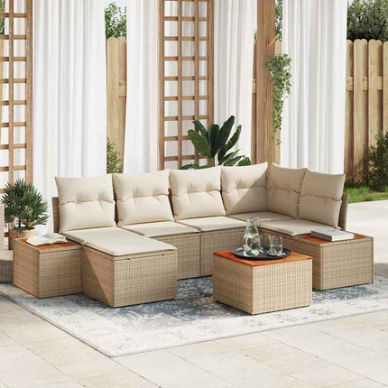 Havesofa Sæt 7 stk. 6-Antal sæder Beige og creme Polyrattan