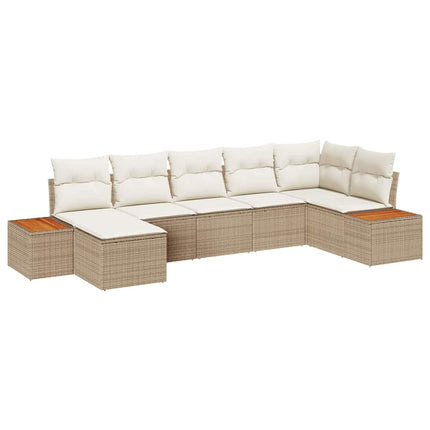 Havesofa Sæt 8 stk. 7-Antal sæder Beige og creme Polyrattan