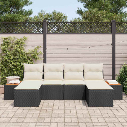 Havesofa Sæt 6 stk. Sort og Cream Poly Rattan