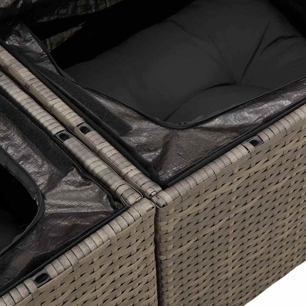 Havesofa Sæt med pude 6 pcs Grå Poly Rattan
